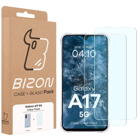 Elastyczne etui + 2x szkło hartowane Bizon Case Clear Pack do Galaxy A17 5G