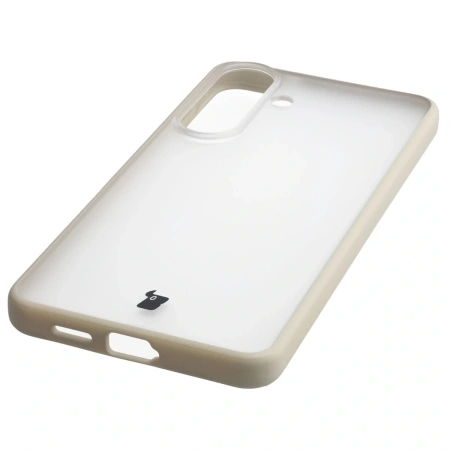 Etui Bizon Case Angelo do Galaxy S26 Plus, półprzezroczyste z beżową ramką