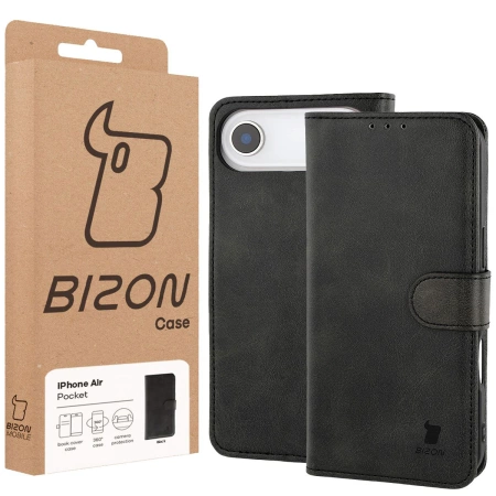 Etui z klapką Bizon Case Pocket do iPhone Air, czarne