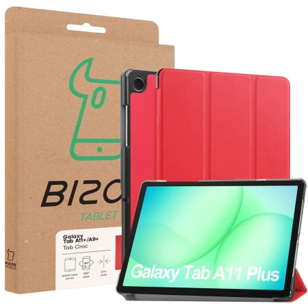 Etui z klapką Bizon Case Tab Croc do Galaxy Tab A11 Plus / A9 Plus, czerwone