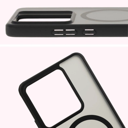 Etui z pierścieniem magnetycznym Bizon Case MatteO do Realme GT 7 / 7T, przydymione-czarne