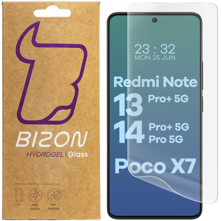 Folia hydrożelowa na ekran Bizon Glass Hydrogel Front do Redmi Note 13 Pro+ 5G / 14 Pro 5G / 14 Pro+ 5G, 2 sztuki