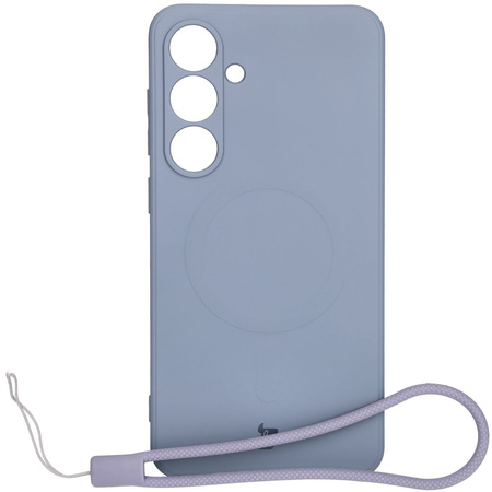 Silikonowe etui z pierścieniem magnetycznym Bizon Case Silicone Magnetic Sq do Galaxy S24 FE, szare