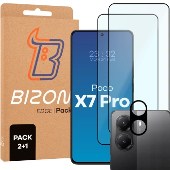 2x Szkło + szybka na aparat Bizon Edge 2 Pack do Xiaomi POCO X7 Pro