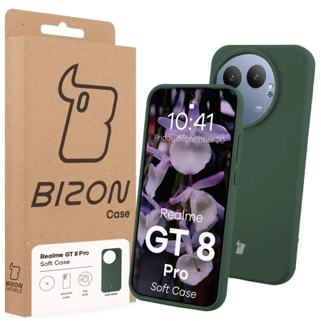 Silikonowe etui Bizon Soft Case do Realme GT 8 Pro, ciemnozielone