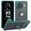 Etui z uchwytem na palec Bizon Case Hybrid Ring do Xiaomi POCO F7 Pro, przydymione z ciemnozieloną ramką