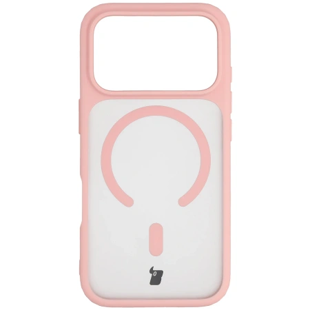 Etui z pierścieniem magnetycznym + szkło hartowane Bizon MatteO Pack do iPhone 17 Pro, przydymione-jasnoróżowe