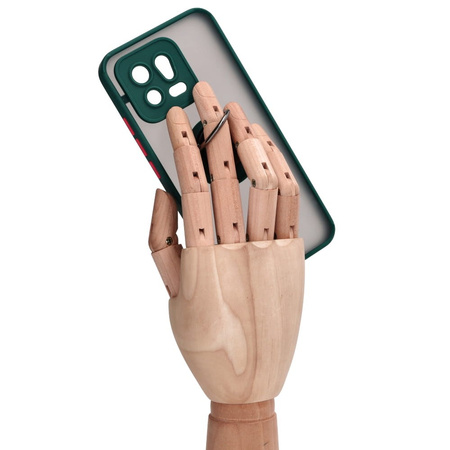 Etui z uchwytem na palec Bizon Case Hybrid Ring do Xiaomi 13, przydymione z ciemnozieloną ramką
