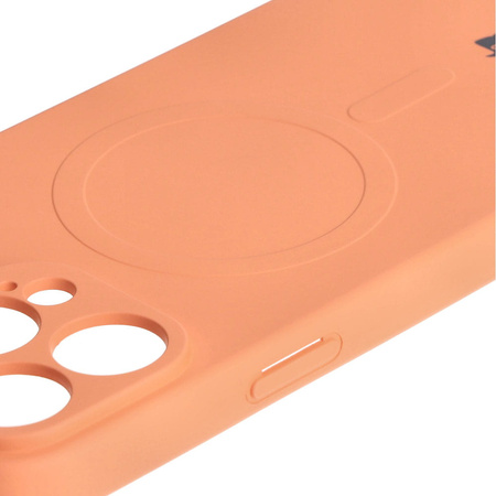 Etui silikonowe z pierścieniem magnetycznym Bizon Case Silicone Magnetic do iPhone 15 Pro Max, marchewkowe