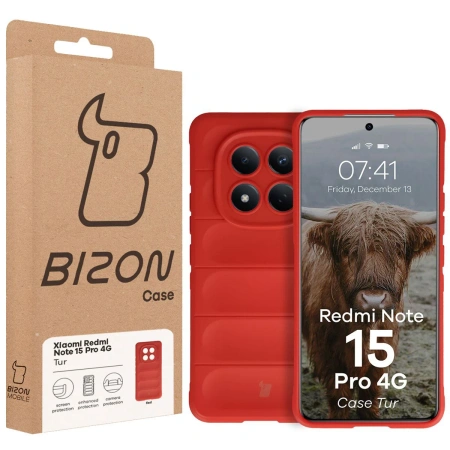 Pancerne etui Bizon Case Tur do Xiaomi Redmi Note 15 Pro 4G, czerwone