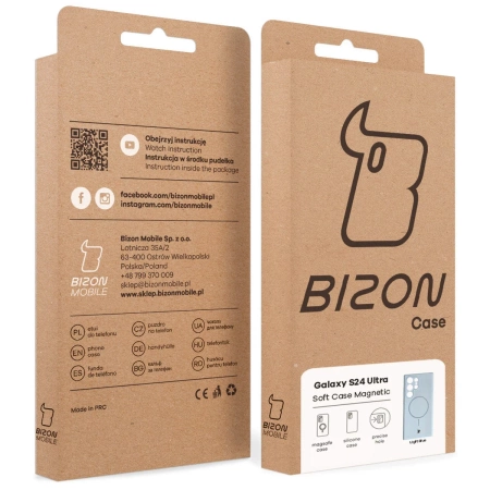 Silikonowe etui z pierścieniem magnetycznym Bizon Soft Case Magnetic do Galaxy S24 Ultra, błękitne