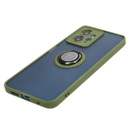 Etui z uchwytem na palec Bizon Case Hybrid Ring do Xiaomi Redmi Note 12 4G, przydymione z zieloną ramką