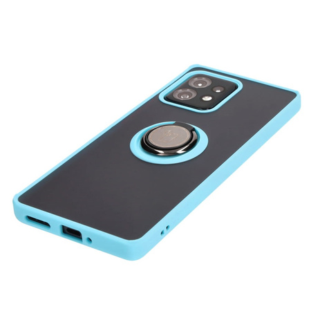 Etui z uchwytem na palec Bizon Case Hybrid Ring do Motorola Edge 40 Pro, przydymione z jasnoniebieską ramką