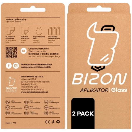 2x Szkło hartowane z ramką + szybka na aparat Bizon Edge 2 Pack do Xiaomi Redmi 14C 4G