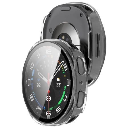 Etui ze szkłem do zegarka Bizon Case+Glass Watch do Samsung Galaxy Watch 8 40 mm, przeźroczyste