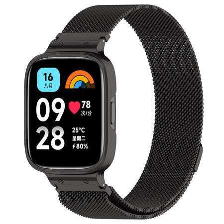 Etui z paskiem Bizon Strap + Case Watch Chain do Xiaomi Redmi Watch 3 Active, czarne