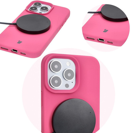 Silikonowe etui Bizon Soft Case do iPhone 16 Pro, fuksja
