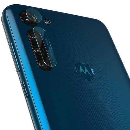 Szkło hartowane Bizon Glass Edge - 2 sztuki + ochrona na obiektyw, Moto G8, czarne