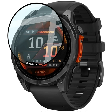 Szkło hybrydowe Bizon Glass Watch Edge Hybrid dla Garmin Fenix 8 AMOLED 47 mm, czarne