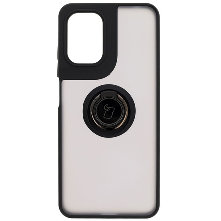 Etui z uchwytem na palec Bizon Case Hybrid Ring do Motorola Moto G05 / E15, przydymione z czarną ramką