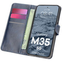 Etui z klapką Bizon Case Pocket do Galaxy M35 5G, granatowe