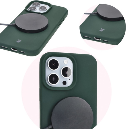 Silikonowe etui Bizon Soft Case do iPhone 16 Pro, ciemnozielone