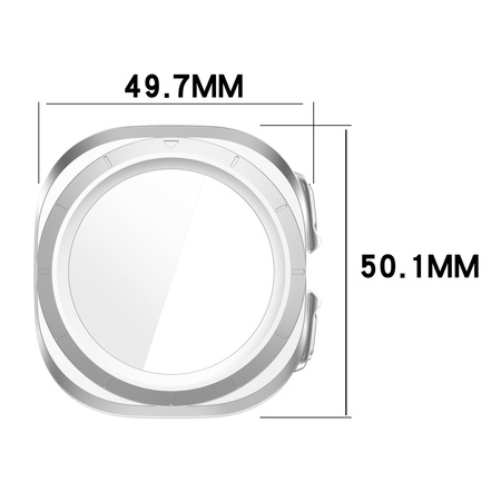 Etui ze szkłem do zegarka Bizon Case Watch Adamo do Galaxy Watch Ultra 2 / 1, satynowo srebrne