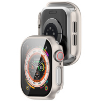 Etui ze szkłem do zegarka Bizon Case Watch Adamo do Apple Watch 11 / 10 42mm, szampańskie