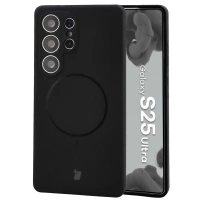 Silikonowe etui z pierścieniem magnetycznym Bizon Soft Case Magnetic do Galaxy S25 Ultra, czarne