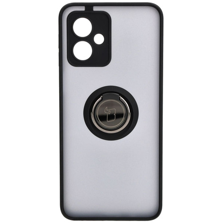 Etui z uchwytem na palec Bizon Case Hybrid Ring do Motorola Moto G54 5G/G54 Power, przydymione z czarną ramką