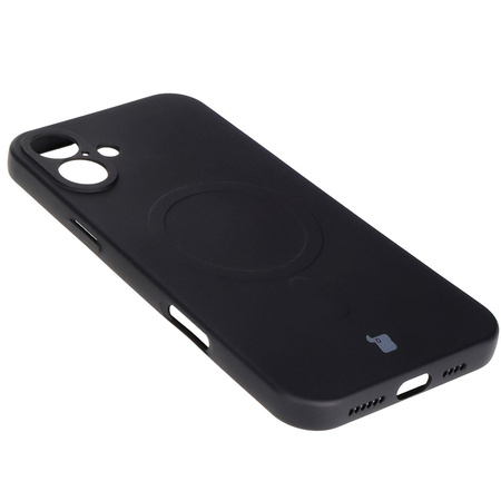 Silikonowe etui z pierścieniem magnetycznym Bizon Case Silicone Magnetic do iPhone 16 Plus, czarne