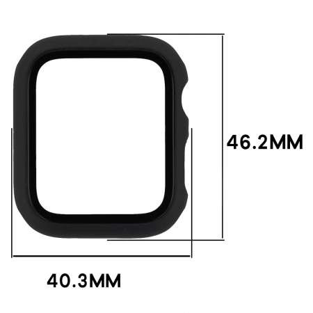 Etui ze szkłem do zegarka Bizon Case Watch Adamo do Apple Watch SE 3 / SE 2 / SE / 6 / 5 / 4 (44 mm), matowe czarne