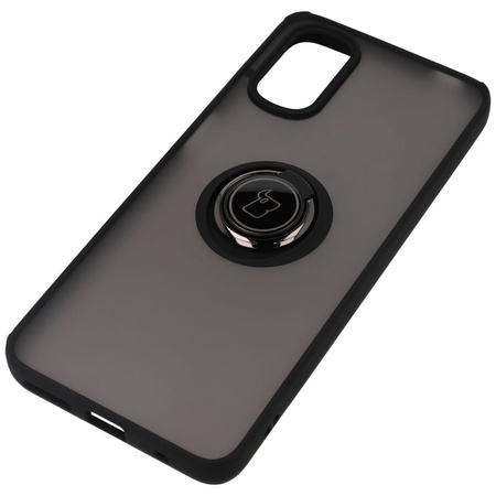 Etui z uchwytem na palec Bizon Case Hybrid Ring do Motorola Moto G22 / E32 / E32s, przydymione z czarną ramką