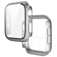 Etui ze szkłem do zegarka Bizon Case Watch Adamo do Apple Watch SE 3 / SE 2 / SE / 6 / 5 / 4 (44 mm), matowe srebrne