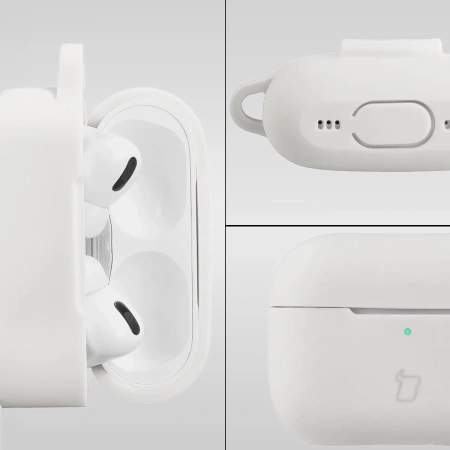 Silikonowe etui z karabińczykiem Bizon Case Headphone Silicone do AirPods 4, jasnozielone