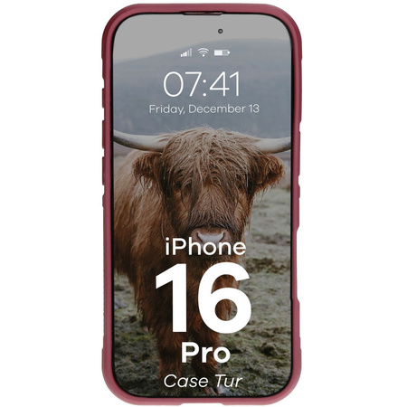 Pancerne etui Bizon Case Tur do iPhone 16 Pro, burgundowe
