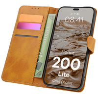 Etui z klapką Bizon Case Pocket do Honor 200 Lite, brązowe