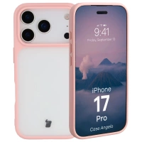 Etui Bizon Case Angelo do iPhone 17 Pro, półprzezroczyste z jasnoróżową ramką