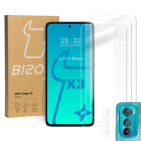 3x Szkło hartowane + szybka na aparat Bizon Glass Clear Pack do Motorola Edge 30