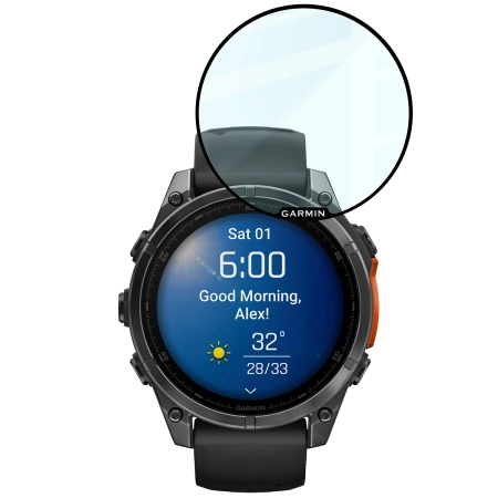 Szkło hybrydowe Bizon Glass Watch Edge Hybrid dla Garmin Fenix 8 AMOLED 47 mm, czarne