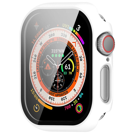 Etui ze szkłem do zegarka Bizon Case Watch Adamo do Apple Watch 11 / 10 (46mm), białe