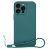Silikonowe etui z pierścieniem magnetycznym Bizon Case Silicone Magnetic do iPhone 16 Pro, ciemnozielone