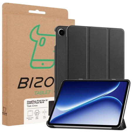 Etui z klapką Bizon Case Tab Croc do OnePlus Pad Go 2 / Oppo Pad Air5, czarne