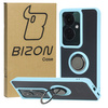 Etui z uchwytem na palec Bizon Case Hybrid Ring do Oppo Reno11 F 5G, przydymione z jasnoniebieską ramką