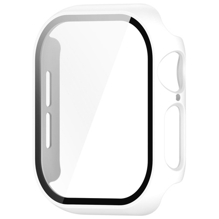 Etui ze szkłem do zegarka Bizon Case Watch Adamo do Apple Watch 11 / 10 (46mm), białe