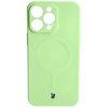 Etui silikonowe z pierścieniem magnetycznym Bizon Case Silicone Magnetic do iPhone 15 Pro Max, jasnozielone