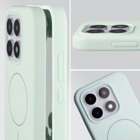 Silikonowe etui z pierścieniem magnetycznym Bizon Soft Case Magnetic do Xiaomi 17, pistacjowe