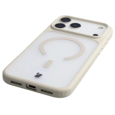 Etui z pierścieniem magnetycznym Bizon Case MatteO do iPhone 17 Pro Max, przydymione-beżowe