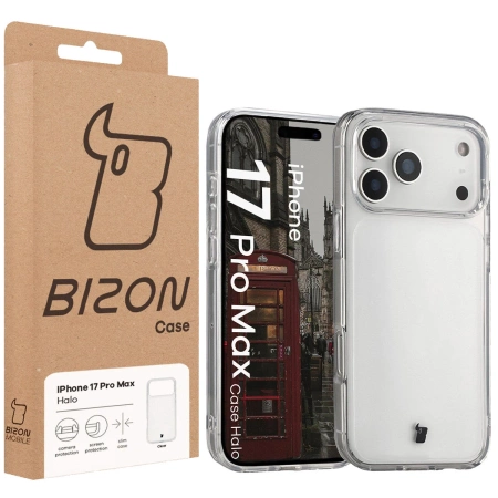 Etui Bizon Case Halo do iPhone 17 Pro Max, przezroczyste
