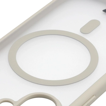 Etui z pierścieniem magnetycznym Bizon Case MatteO do iPhone 17, przydymione-beżowe